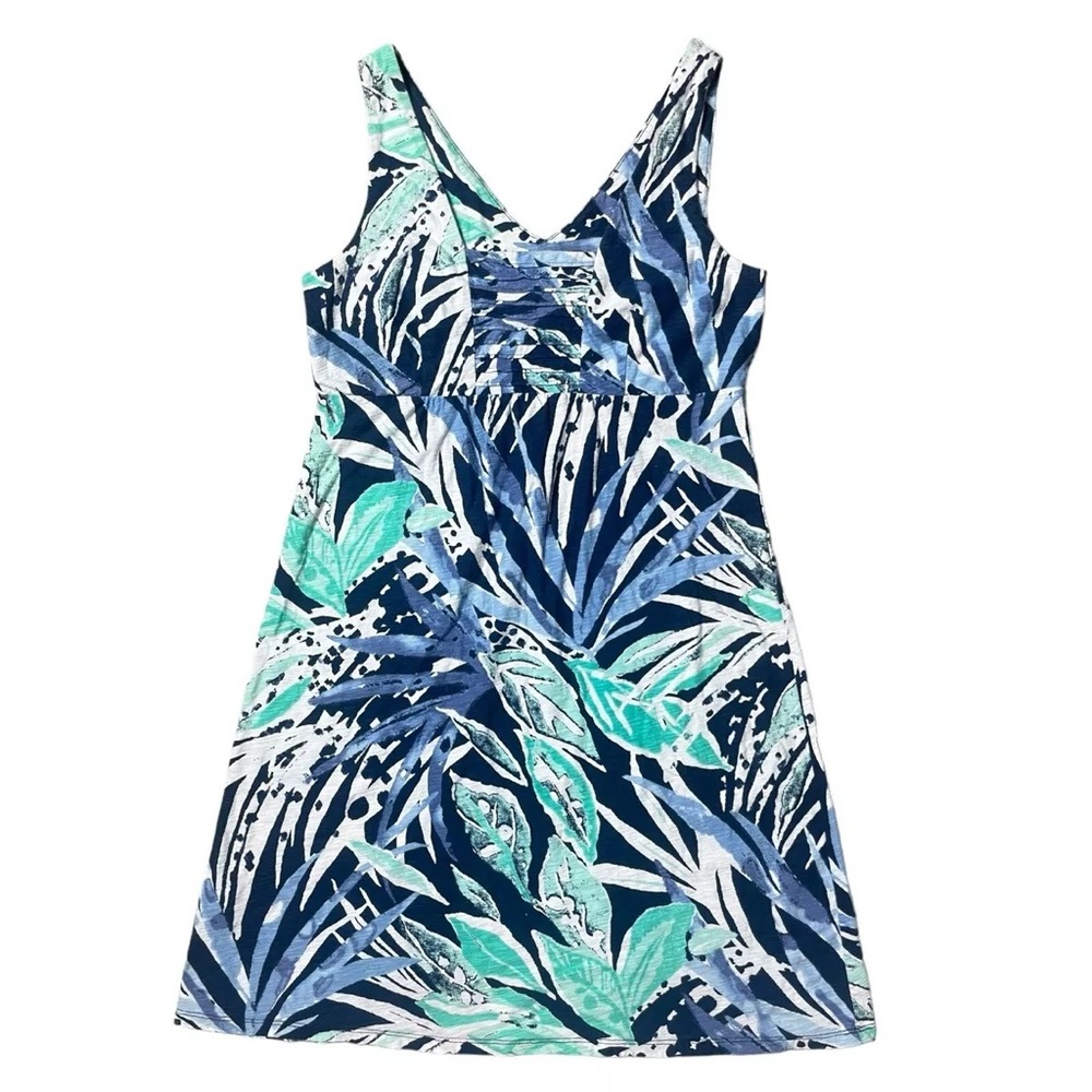 Tommy Bahama Shift Dress Women Midi Tropical Leaf Knit Sundress Size S Floral